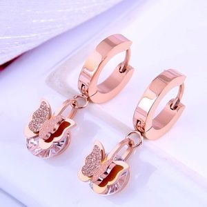 Butterfly Rose Gold Earrings Titanium Steel